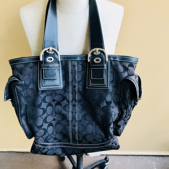 Coach Handbags - AUTHENTIC Coach SOHO Blac Leather MONOGRAMMED Tote